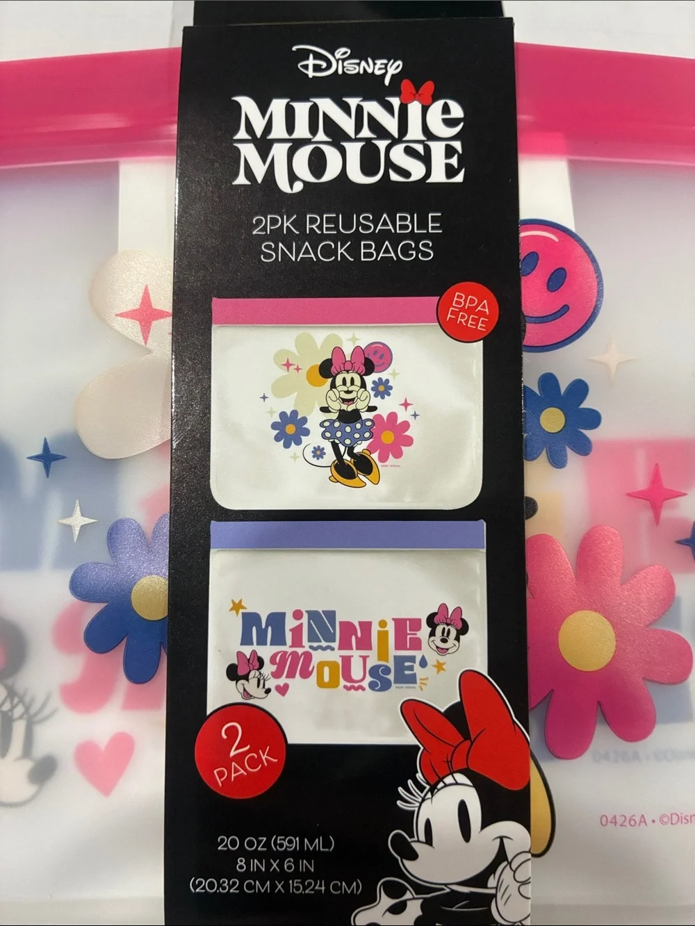 Disney Minnie Mouse Pink and Purple Reusable Snack Bags - 2 Pack
